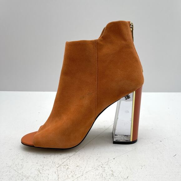Calvin Klein Lulah Open Toe Bootie Style Zipper 4" Clear Block Heels 34E5331 - Picture 7 of 16